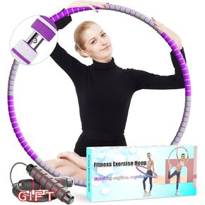 Weighted Fitness Exercise Hoop,Stainless Steel Workout Hoops,Sports Exercise Hoops Detachable Adjustable Design Fitness Weight Loss Hoop for Adults &Kids Beginners Exercising