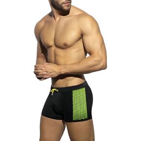 UXH Men's Brand Swimming Trunks Side Printed Surfing Swim Briefs Beach Short Pants Male Suit Swimwear