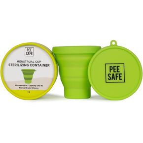 PEESAFE Menstrual Cup Sterilizing Container (1N) | Made with Medical Grade Silicone | Menstrual Cup Cleaner | Microwaveable, Menstrual Cup sterilizer | Compact and Travel Friendly