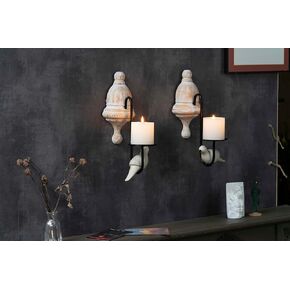 حامل شموع الجدار الشمعدان، (عبوتان) حامل شموع على شكل طائر أبيض بتصميم عتيق على الحائط، شمعدان جداري على الطراز القوطي الريفي لتزيين المنزل، وغرفة المعيشة، والحمام، وغرفة الطعام in Kuwait