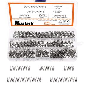 100Pcs 5 Sizes 1mm WD 8mm OD Compression Springs Assortment Kit Mini Stainless Steel Springs Mechanical Springs for Shop and DIY Repairs Project, 10 20 30 40 50mm L