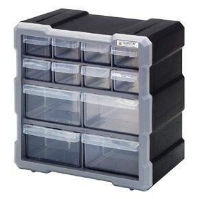 FSE Quantum PDC-12BK Plastic Drawer Cabinet, 6-1/4"L x 10-1/2"W x 10-1/4"H