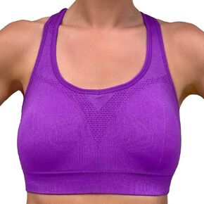 Sports Bra with Sewn-in Pads, High Impact Support with Non-Removable Permanent Pads Cups