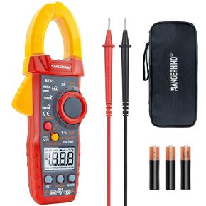 True RMS Digital Clamp Meter Multimeter Amp Voltage Tester Auto-ranging with AC/DC Voltage, AC Current, Resistance, Capacitance, Continuity, Live Wire Test, Non-Contact Voltage Detection