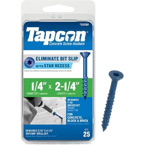 Tapcon 28280 1/4x2-1/4 Blue Star Drive Bugle Head Concrete Anchors 25/Box