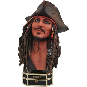 Diamond Select Toys Legends in 3-Dimensions: Pirates of The Caribbean Jack Sparrow Half-Scale Resin Bust, Multicolor