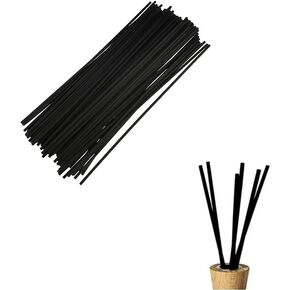 100Pcs Reed Diffuser Sticks Black Fiber Reed Sticks Essential Oil Aroma Replacement Sticks for Bedroom Office Bathroom Home, 3mmx25cm