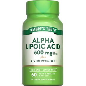 Alpha Lipoic Acid 600mg | Plus Biotin Optimizer | 60 Capsules | Non-GMO & Gluten Free Supplement | by Nature's Truth