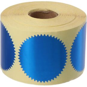500pcs Embossing Stickers, Self Adhesive Label, 2" Round Blue with Serrated Edge for Warehouse Inventory