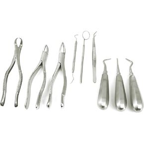 PC 9 PCS Basic Dental EXTRACTING Extraction Forceps Elevators Set KIT