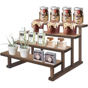 4 Tier Wooden Display Riser Stand,Cupcake Display Shelf Tabletop Spice Rack for Party,Kitchen,Perfume,Fragrance,Vendors event