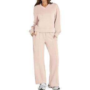 Glamaker Women's 2 Piece Sweatsuits Sets Long Sleeve Pullover Tops Wide Leg Pants Casual Lounge Sweat Sets Fall Outfits