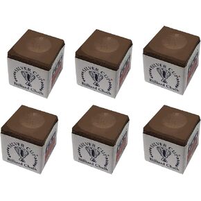 Silver Cup Set of 6 Brown Billiard Pool Cue Chalk