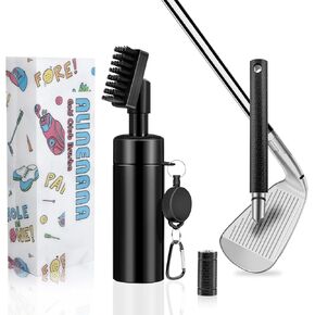 Pro Golf Club Cleaner Brush with Golf Groove Sharpener Tool Suitable for U & V-Grooves Holds 5 Ounces of Water - Golf Club Groove Cleaner with Retractable Clip Golf Accessories for Men/Women