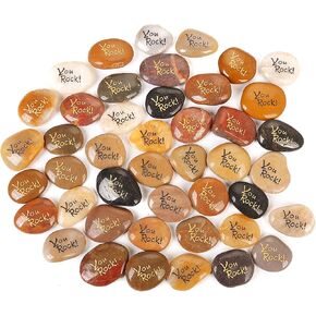 50PCS You Rock! RockImpact You Rock Gifts You are amazing Engraved Inspirational Rocks Faith Stones Novelty Gifts Appreciation Gratitude Rocks Healing Thank You Stones Wholesale Bulk You Rock, 2"-3"ea