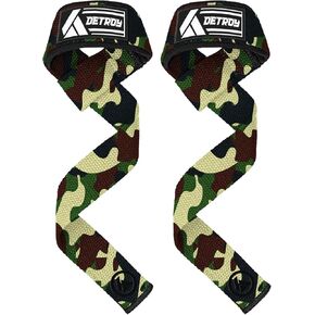 Detroy Lifting Straps for Weightlifting, Deadlifts, Bodybuilding, Powerlifting, Gym Strength Training Workouts - Padded Neoprene with 24 inch Webbing Cotton with Silicone Grip for Men & Women