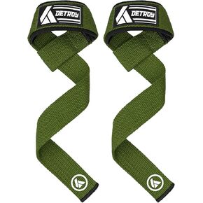 Detroy Lifting Straps for Weightlifting, Deadlifts, Bodybuilding, Powerlifting, Gym Strength Training Workouts - Padded Neoprene with 24 inch Webbing Cotton with Silicone Grip for Men & Women