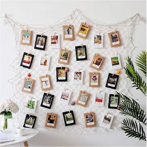 DGQ Photo Hanging Photo Display Frames 79 x 40inch DIY Picture Frames Collage Set Mediterranean Fishing Net Wall Decorations with 40 Clips for Hanging Photos, Prints and Artwork