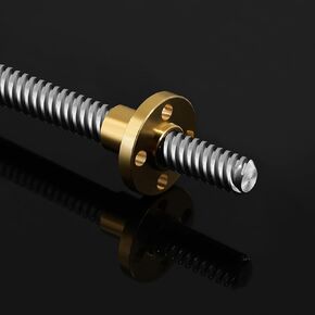 T16 Lead Screw 500mm / 19.69 inch Length + Brass Nut, T16 16mm Diameter T16 x 4 Tr16 x 4 Thread Screw Pitch 4mm Lead 4mm Single 1 Start, 1 Pcs, Used in 3D Printer Z Axis CNC (Kwweeoo)…