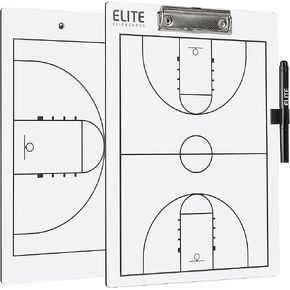Basketball White Dry Erase Coaches Clipboard | Double-Side Basketball Coaching Whiteboard with Marker