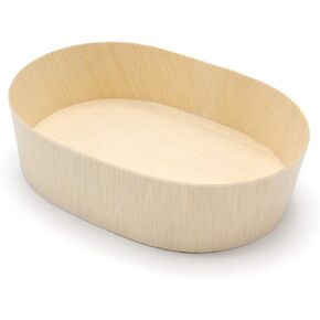 DA-EN Wooden Food Container, 20oz, 4.72 x 6.7 x 1.8 inches(120 x 170 x 45 mm), Wood/Plastic Lids Sold Separately, Microwave/Oven/Freezer Safe, Set of 25 pcs, Disposable