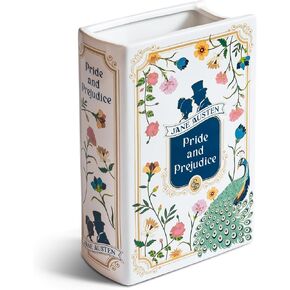 H&H Pride and Prejudice Book Vase For Flowers + Large Ceramic Book Planter Pot + Jane Austen Bookish Decor + Top #1 Pride and Prejudice Gifts and Book Vases + Bookshelf Vase For Flowers + 2024 Edition