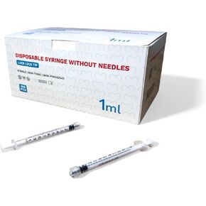 1mL Luer Lock Syringe, Sterile, Individually Wrapped, No Needle (Box of 100)