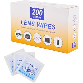 Lens Wipes for Eyeglasses,Eyeglass erasers are Packed Separately，Glasses Cleaner for Cleaning Glasses, Camera Lenses, Sunglasses, Mobile Phone Screens, Goggles, etc. (200 Pieces)