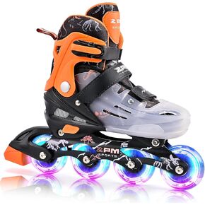 2PM SPORTS Inline Skates for Girls Boys Kids Age 4-8 5-8 6-12 8-12 with Light Up Wheels, Adjustable Inline Skates for Women Youth Size 11C 1 2 3 4 5 6 7 8
