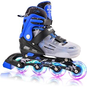 2PM SPORTS Inline Skates for Girls Boys Kids Age 4-8 5-8 6-12 8-12 with Light Up Wheels, Adjustable Inline Skates for Women Youth Size 11C 1 2 3 4 5 6 7 8