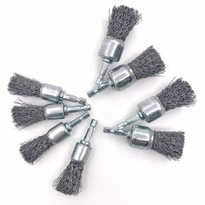 8 Pcs Wire Brush for Drill, Wire End Brush, 1/4 Inch Shank, Carbon Steel Wire, Drill Brush Attachment