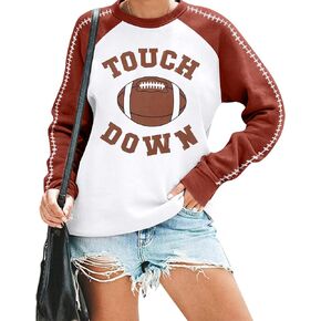 MYHALF Game Day البلوز قميص كرة القدم: المرأة اللمس أسفل Crewneck البلوز مضحك الأحد بلايز إلكتروني طباعة الخريف البلوز in Kuwait