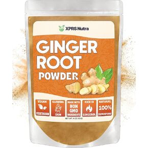 XPRS Nutra Ginger Powder - Premium Ground Ginger Root Powder with Potent Spicy Flavor - Ground Ginger Powder - Vegan Friendly Sustainably Grown Powdered Ginger (4 Ounce)