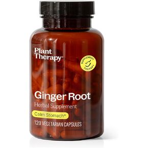 Plant Therapy Ginger Root Herbal Supplement Capsules, Calms Upset Stomachs, Supports Digestive & Immune Health, Potent & Effective Extract, 120 Vegetarian Capsules (4 Month Supply), Made in The USA