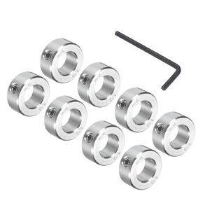 uxcell 8 Pcs Set Screw Shaft Collar 9/16"Bore, 304 Stainless Steel Shaft Collars, 1"OD, 7/16"Thickness, Axle Collar Clamp with a Hex Wrench