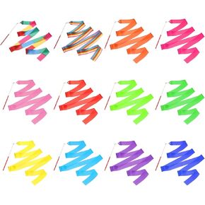 uxcell 24pcs Multi-Color Dance Ribbons, 6.6Ft Gymnastics Ribbon for Twirling, Artistic Dancing, Gymnastics, Talent Shows