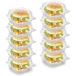 500 Count 5 x 5 inch Plastic Take Out Containers Clear Clamshell Food Containers for Cake Cookie Dessert Pasta Burger Sandwich Salad