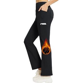 BALEAF Women's Fleece Lined Pants Work Yoga Pants Winter Thermal Warm High Waisted Dress Pants Straight Leg with 6 Pockets