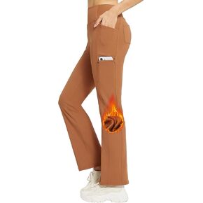 BALEAF Women's Fleece Lined Pants Work Yoga Pants Winter Thermal Warm High Waisted Dress Pants Straight Leg with 6 Pockets
