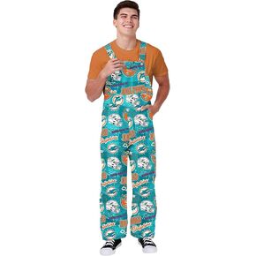 FOCO NFL mens Nfl Team Logo Historic Print Bib Overalls