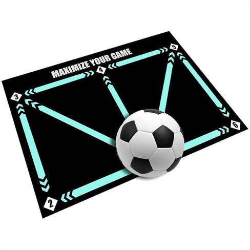 Football Footstep Training Mat, Soccer Training Mat, Agility Footstep Training Mat, Silent Shock Absorption Training Mat,Soccer Train Mat for All Levels, Strength and Coordination,Bule black in Saudi Arabia