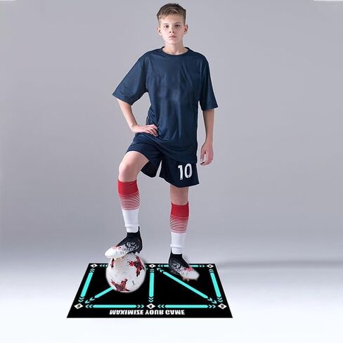 Football Footstep Training Mat, Soccer Training Mat, Agility Footstep Training Mat, Silent Shock Absorption Training Mat,Soccer Train Mat for All Levels, Strength and Coordination,Bule black in Saudi Arabia