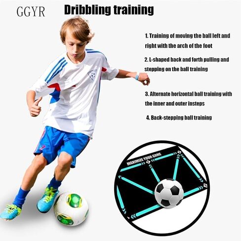 Football Footstep Training Mat, Soccer Training Mat, Agility Footstep Training Mat, Silent Shock Absorption Training Mat,Soccer Train Mat for All Levels, Strength and Coordination,Bule black in Saudi Arabia