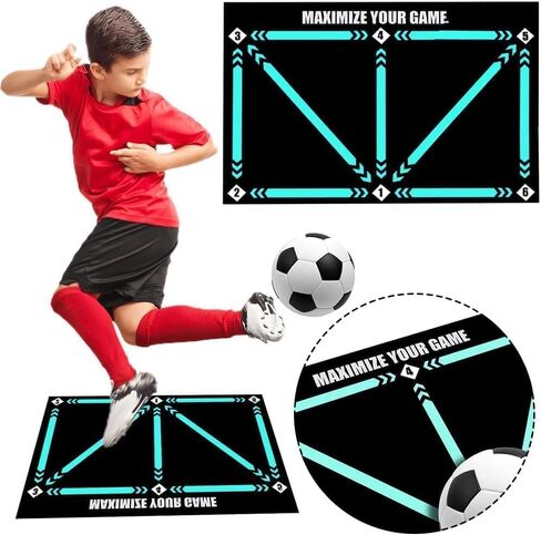 Football Footstep Training Mat, Soccer Training Mat, Agility Footstep Training Mat, Silent Shock Absorption Training Mat,Soccer Train Mat for All Levels, Strength and Coordination,Bule black in Saudi Arabia