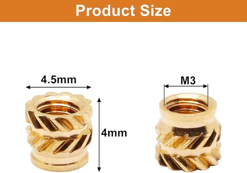 Threaded Inserts Set, 430Pcs M2 M2.5 M3 M4 M5 M6 Female Thread Metric Knurled Nuts Assortment Kit with Heat Set Insert Tools Brass Threaded Inserts for Plastic and 3D Printing Components in Kuwait