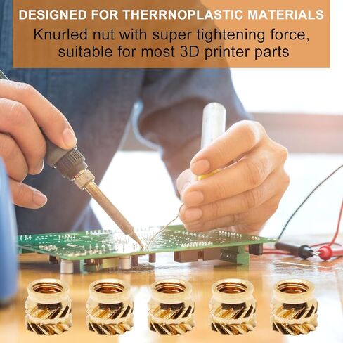 Threaded Inserts Set, 430Pcs M2 M2.5 M3 M4 M5 M6 Female Thread Metric Knurled Nuts Assortment Kit with Heat Set Insert Tools Brass Threaded Inserts for Plastic and 3D Printing Components in Kuwait
