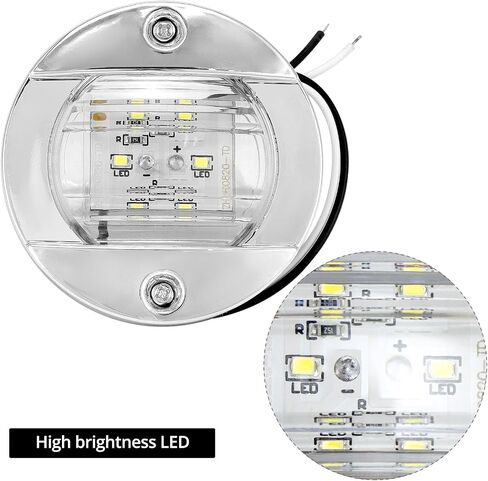 أضواء QWORK LED للقوارب البحرية، مقاومة للماء IP67، قطر 3 بوصات 12 فولت تيار مستمر، مجموعة إضاءة بيضاء مكونة من 4 قطع مع إطار بلاستيكي من الكروم وتصميم مثبت على السطح - مثالية للطوافات والزوارق واليخوت والمزيد in Saudi Arabia