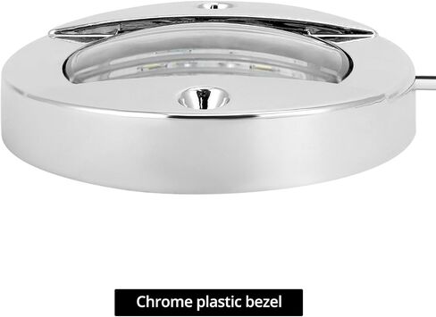 أضواء QWORK LED للقوارب البحرية، مقاومة للماء IP67، قطر 3 بوصات 12 فولت تيار مستمر، مجموعة إضاءة بيضاء مكونة من 4 قطع مع إطار بلاستيكي من الكروم وتصميم مثبت على السطح - مثالية للطوافات والزوارق واليخوت والمزيد in Saudi Arabia