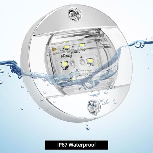 أضواء QWORK LED للقوارب البحرية، مقاومة للماء IP67، قطر 3 بوصات 12 فولت تيار مستمر، مجموعة إضاءة بيضاء مكونة من 4 قطع مع إطار بلاستيكي من الكروم وتصميم مثبت على السطح - مثالية للطوافات والزوارق واليخوت والمزيد in Saudi Arabia