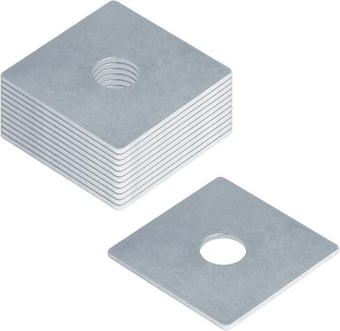 12 قطعة من غسالات الألواح المربعة 3/4 بوصة (ID) × 3 بوصة × 3 بوصة تقبل مسمار 3/4 بوصة، سمك فولاذي مجلفن كهربائيًا 2.6 مم تحمل غسالة مربعة مسطحة in Kuwait